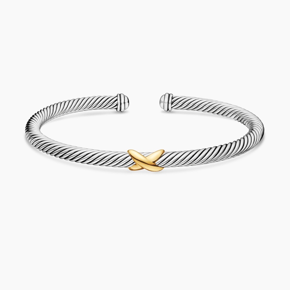 David Yurman Silver Bracelet with Gold Accent